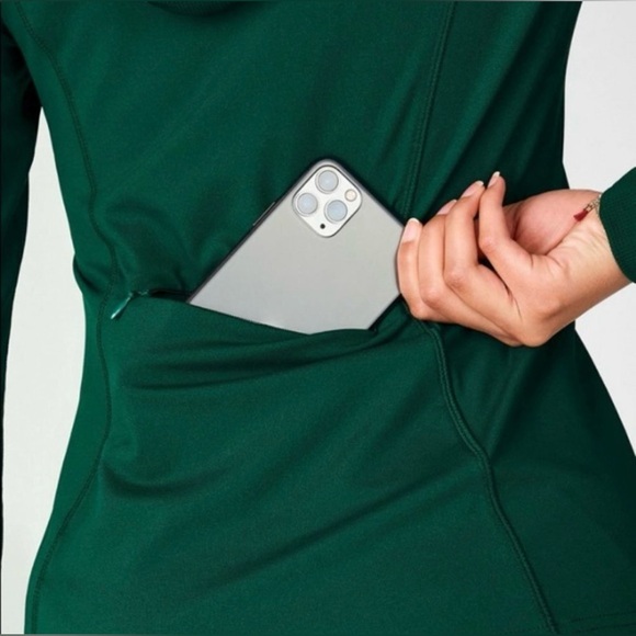 Fabletics Women's Nara Half Zip Hoodie Rainforest/Citron Color Size L NWT - Picture 4 of 16